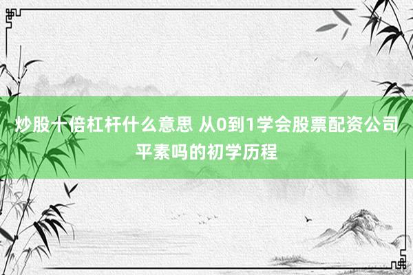 炒股十倍杠杆什么意思 从0到1学会股票配资公司平素吗的初学历程